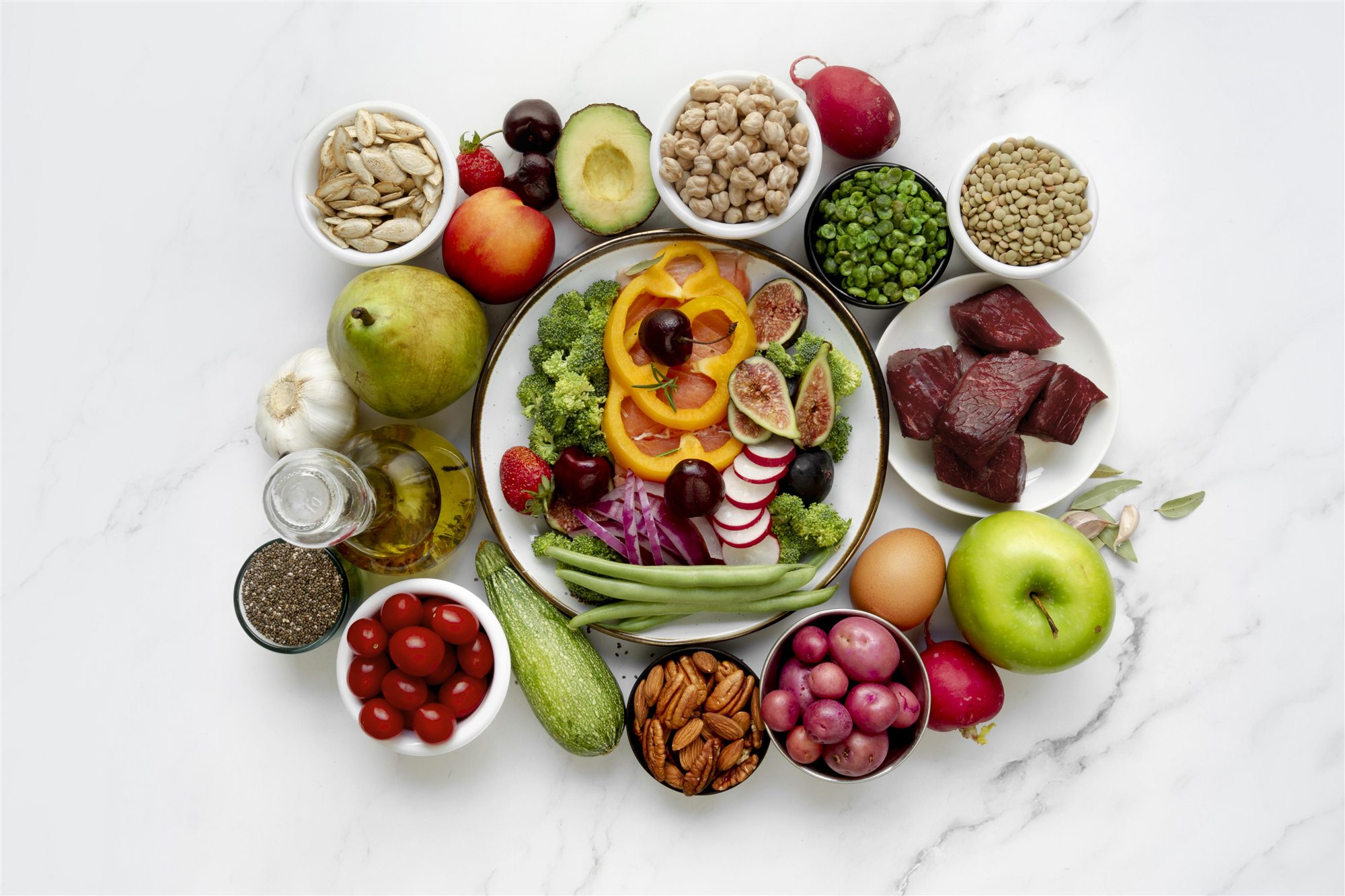 Alimentos frescos y variados